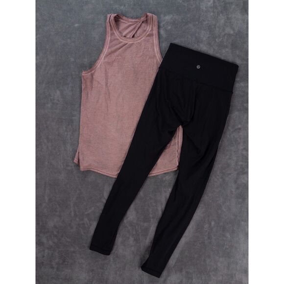 lululemon athletica Pants - Lululemon Tank & Align Leggings Bundle Size 4 Small Pink Black Yoga **FLAWS**